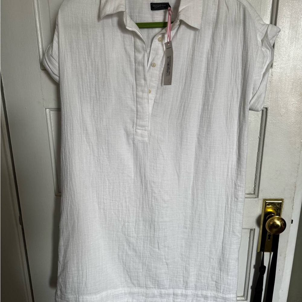 Vineyard Vines Margo White Button-Up Shirt Dress
